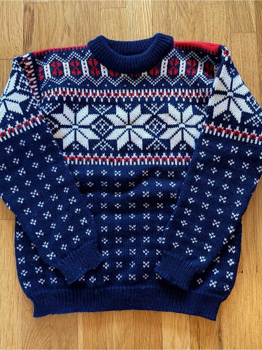 Vintage Dale of Norway Navy Fair Isle Crewneck Sweater Red and White